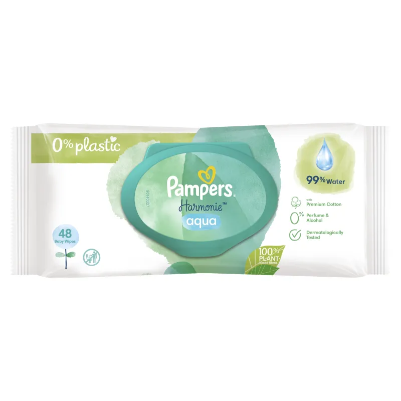 Pampers Harmonie Aqua Mitrās Salvetes Mazuļiem, 48 Mitrās Salvetes