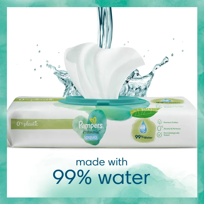 Pampers Harmonie Aqua Mitrās Salvetes Mazuļiem, 48 Mitrās Salvetes