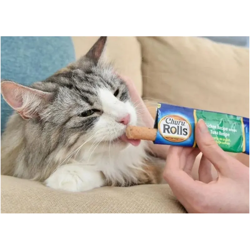 Kārumi kaķiem Inaba Churu Rolls Chicken & Tuna, vistas gaļa-tunzivis, 0.04 kg, 4 gab.
