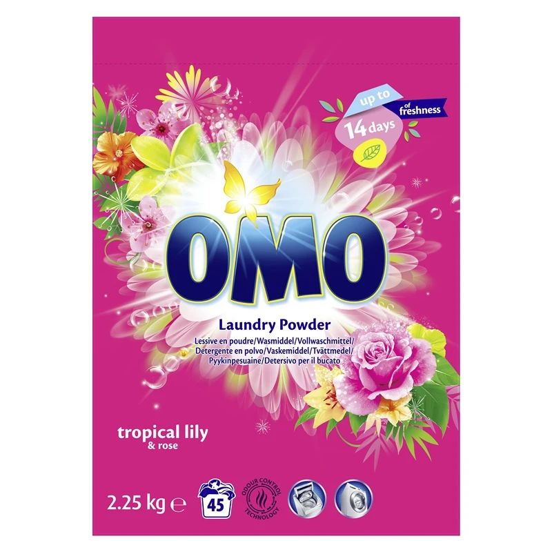 Veļas pulveris omo tropical lily 2.25kg