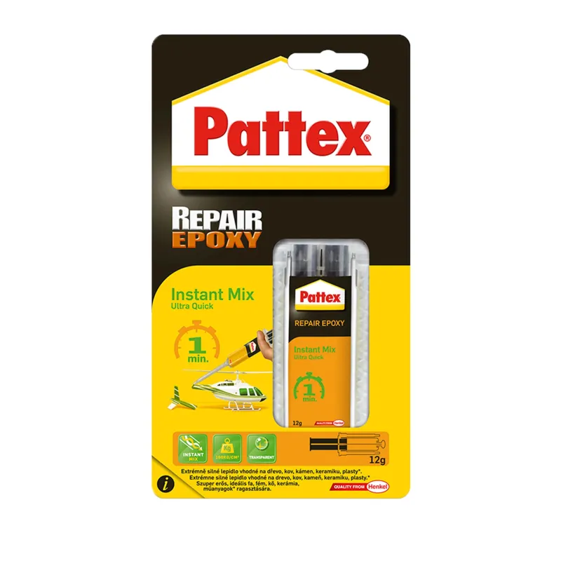 Līme epoksīda Moment Pattex Repair Epoxy 1 min, 0.011 l, caurspīdīga krās.