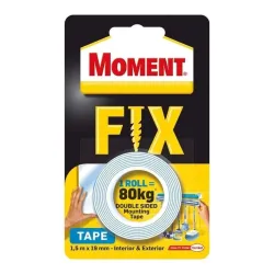 Lipni juostelė Moment, dvipusė, 1.5 m x 19 mm
