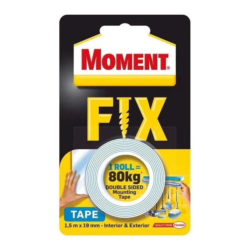 Līmlente Moment, divpusējs, 1.5 m x 19 mm