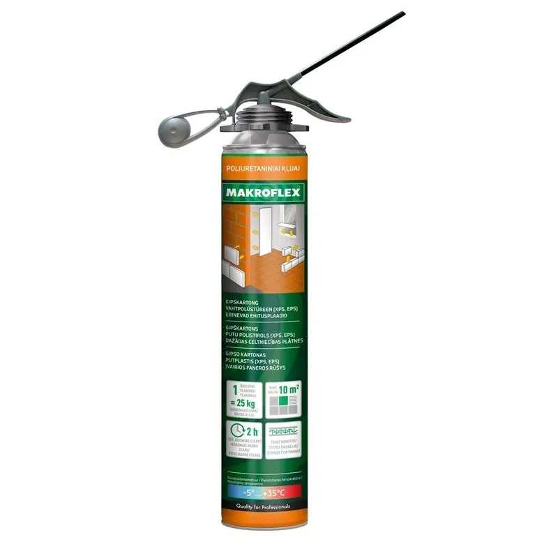 Līme poliuretāna Makroflex PU Adhesive EPS, XPS, MW, 0.75 l, pelēka krās.