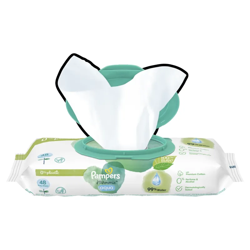 Pampers Harmonie Aqua Mitrās Salvetes Mazuļiem, 15 Iepakojumi, 720 Mitrās Salvetes