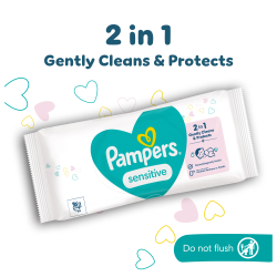 Pampers Sensitive Mitrās Salvetes Mazuļiem, 52 Mitrās Salvetes