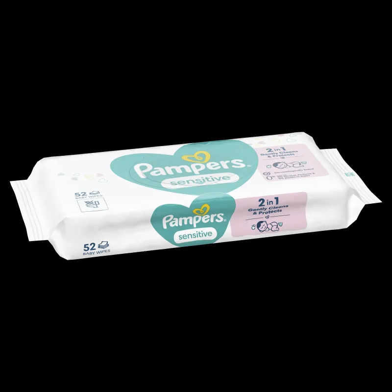 Pampers Sensitive Mitrās Salvetes Mazuļiem, 52 Mitrās Salvetes