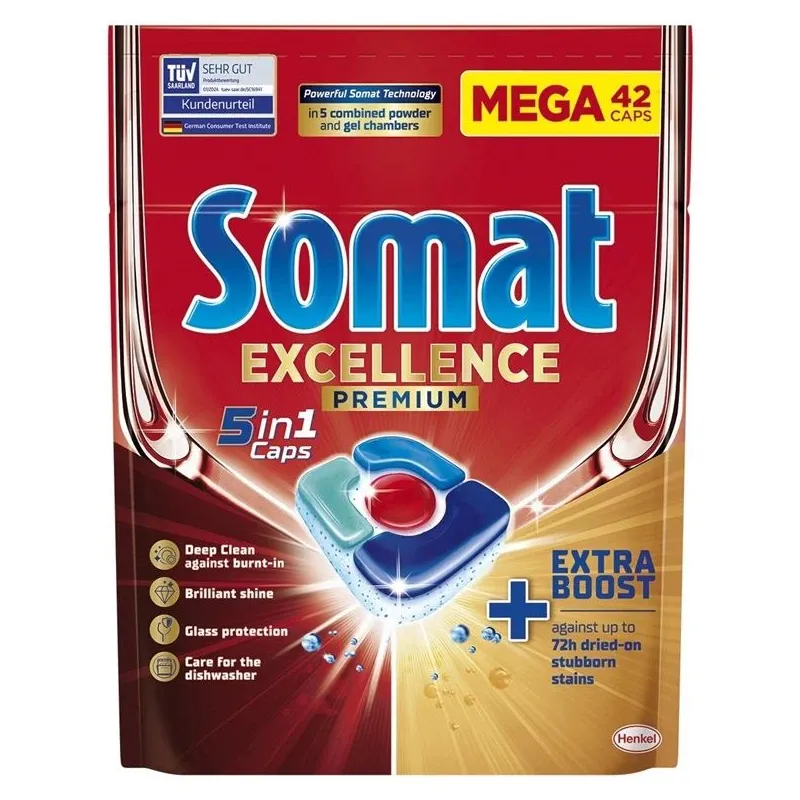Trauku mazgājamās mašīnas kapsulas Somat Excellence Premium, 42 gab.