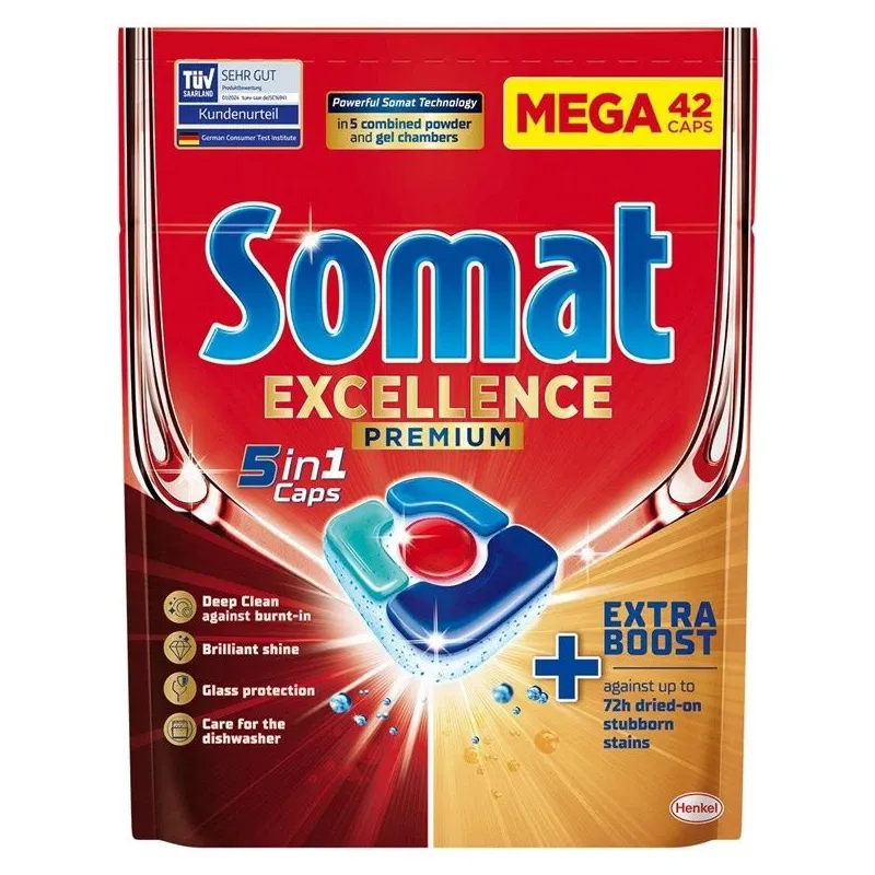 Trauku mazgājamās mašīnas kapsulas Somat Excellence Premium, 42 gab.
