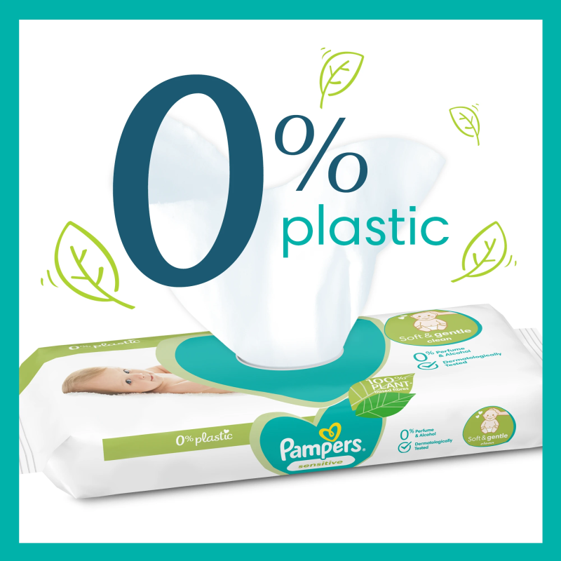 Pampers Sensitive Plastic Free Mitrās Salvetes Mazuļiem: 24 Iepakojumā, 1248 Mitrās Salvetes