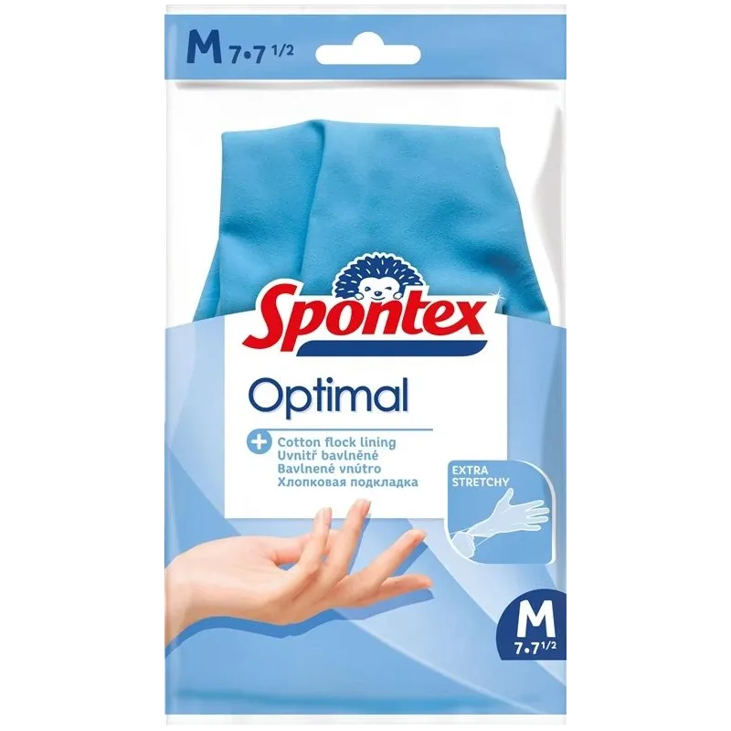 Cimdi gumija Spontex Optimal, zila krās., M, 2 gab.