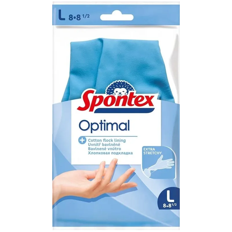 Cimdi gumija Spontex Optimal, zila krās., L, 2 gab.