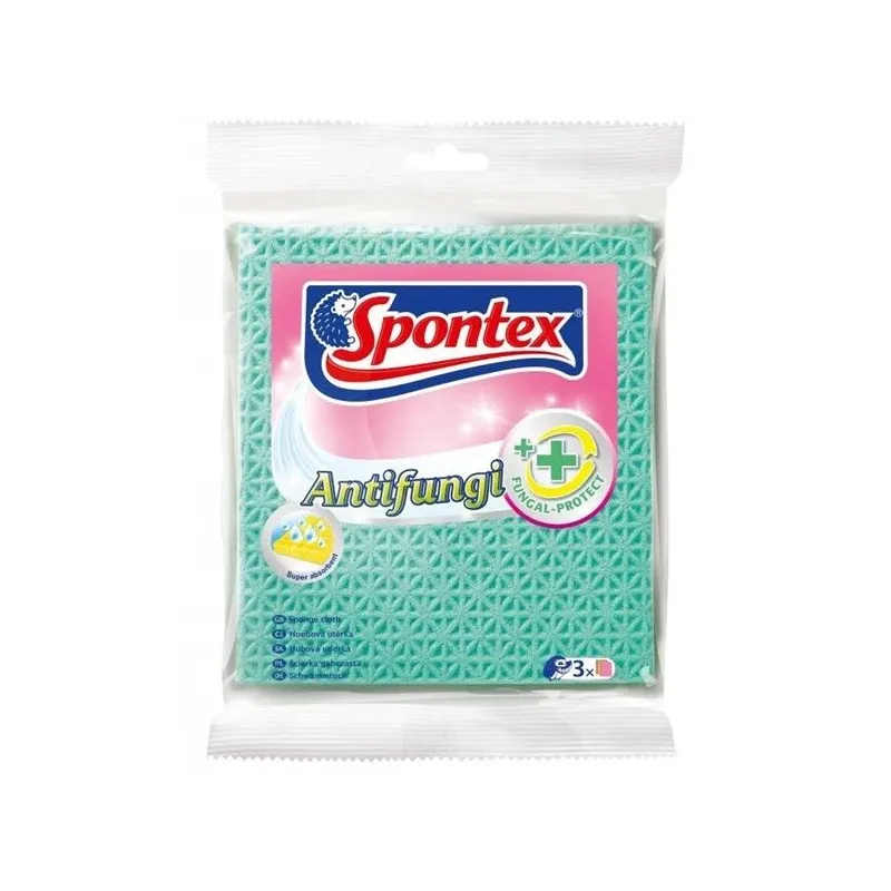 Lupatiņa, virtuvei Spontex Antifungi, dzeltena krās.-oranža krās.-gaiši zila krās., celuloze, 3 gab.