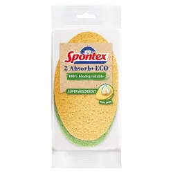 Kempinė valymui Spontex Absorb+, žalia sp.-oranžinė sp., 2 vnt.
