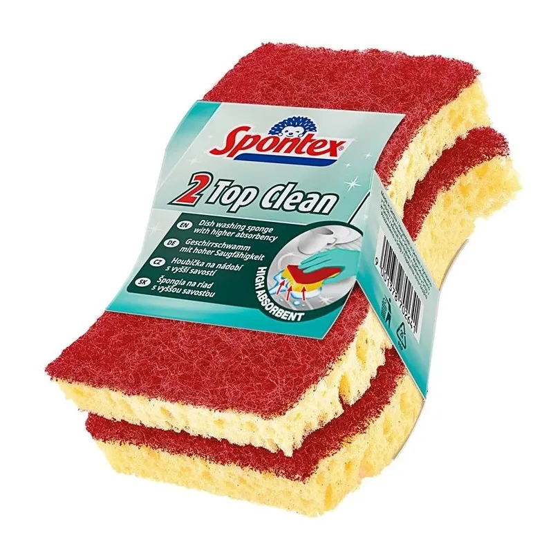 Kempinė valymui Spontex Top Clean, geltona sp., 2 vnt.