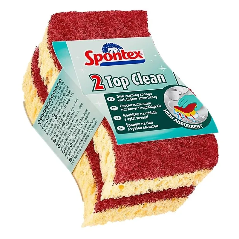 Kempinė valymui Spontex Top Clean, geltona sp., 2 vnt.