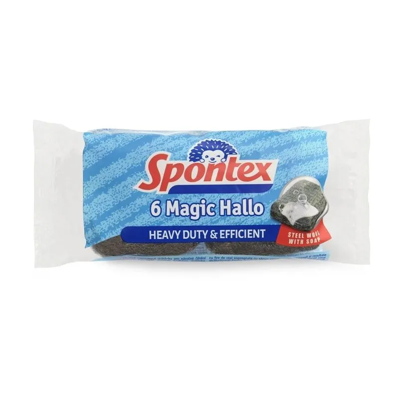 Metāla švamme Spontex 6 Magic Hallo, melna krās., nerūsējošais tērauds, 6 gab.