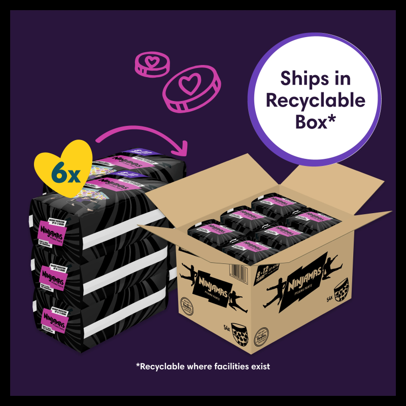 Pampers Ninjamas Pidžamas Biksītes Heart, 60 Biksītes Naktij, 17-30 kg