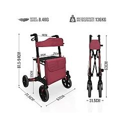 Nocenota prece - Staigāšanas palīglīdzeklis, salokāms, ar iepirkuma somu, sarkans