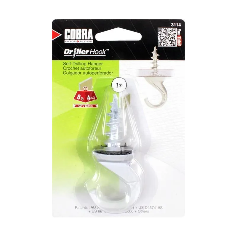 Ieskrūvējams āķis Cobra, 10.5x66 mm, balta krās.