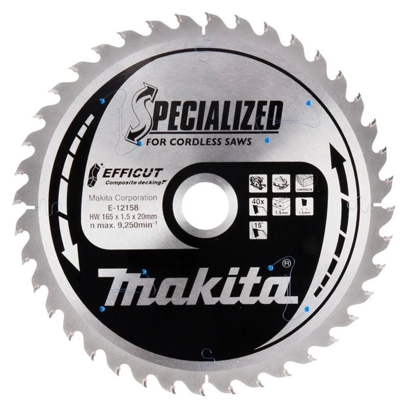 Wood Cutting Saw Makita 165X1.5X20mm 15° T40 E-12158