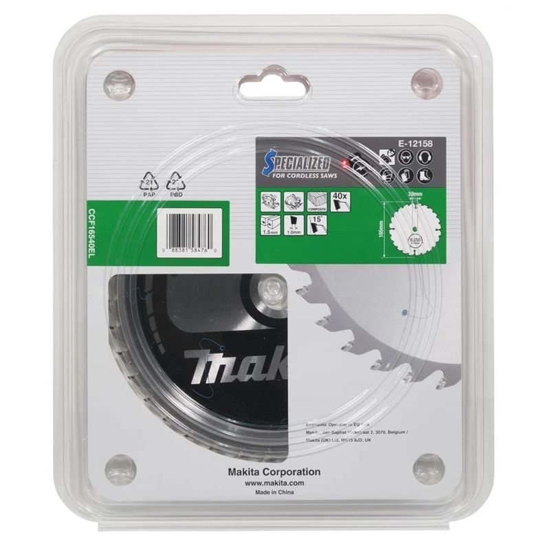 Wood Cutting Saw Makita 165X1.5X20mm 15° T40 E-12158