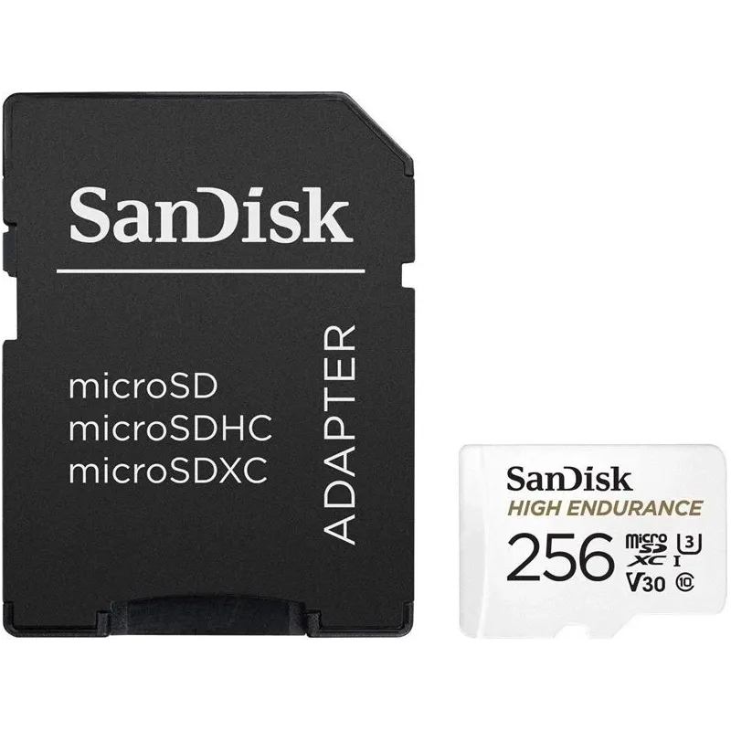 Atmiņas karte SanDisk High Endurance, 256 GB, 100 Mb-s - 40 Mb-s