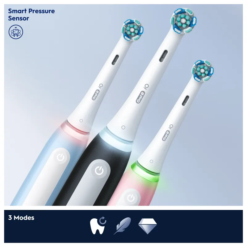 iOG3d.2i6.2K Oral-B iO3 Elektrinis Dantų Šepetėlis Matt Black-Ice Blue Duo Pack Edition