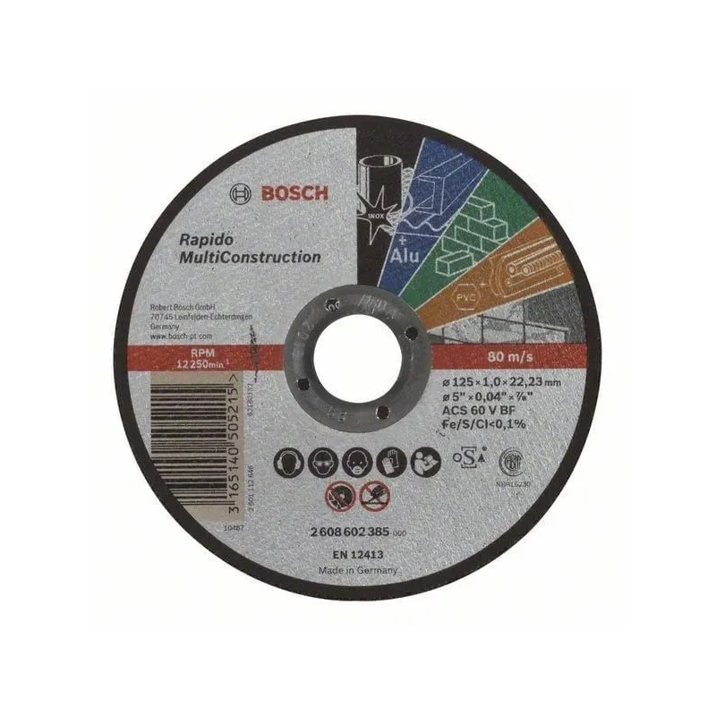Griešanas disks Bosch, 125 mm x 1 mm x 22.23 mm