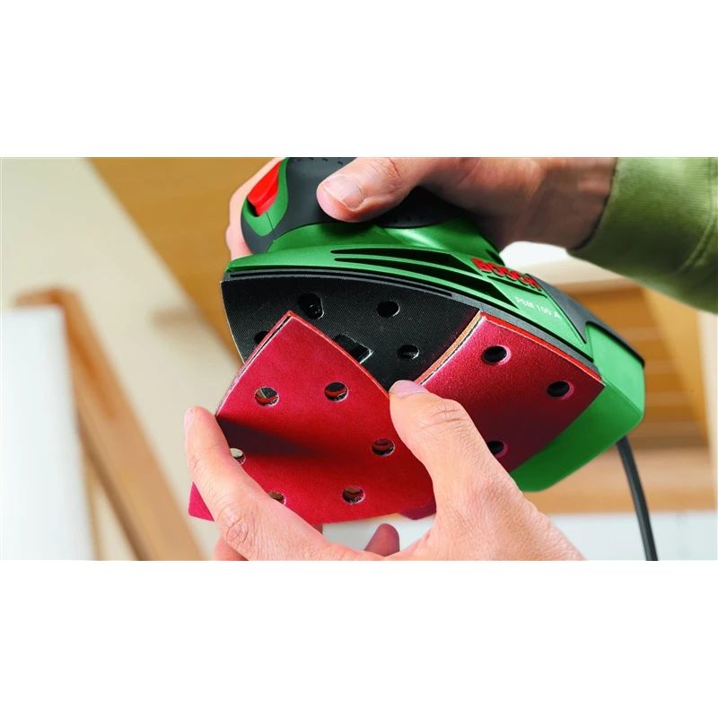 Elektriskā trīsstūra slīpmašīna Bosch Green PSM 100A. 100 W