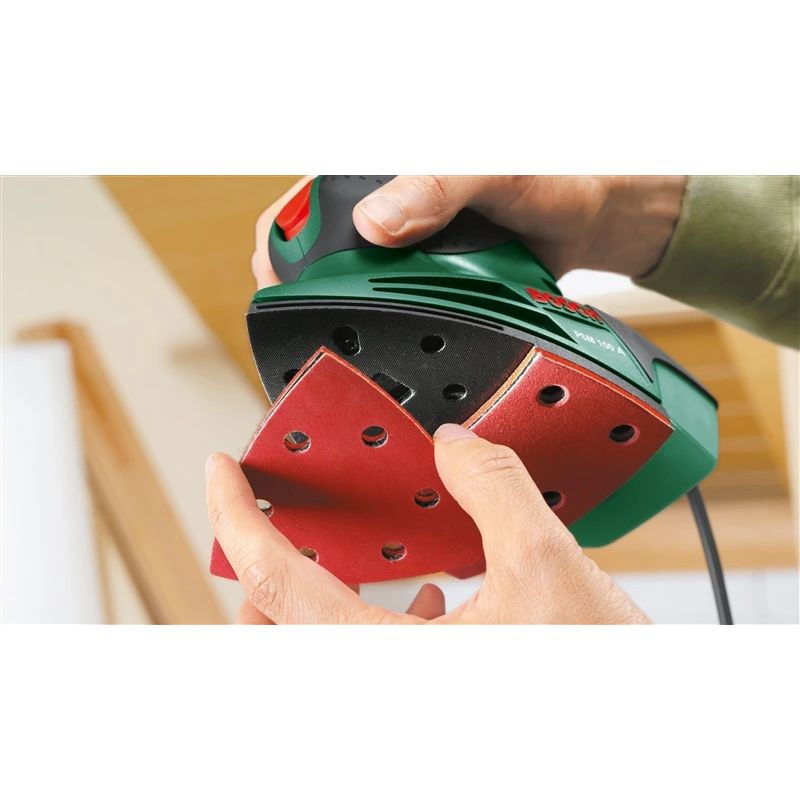 Elektriskā trīsstūra slīpmašīna Bosch Green PSM 100A. 100 W