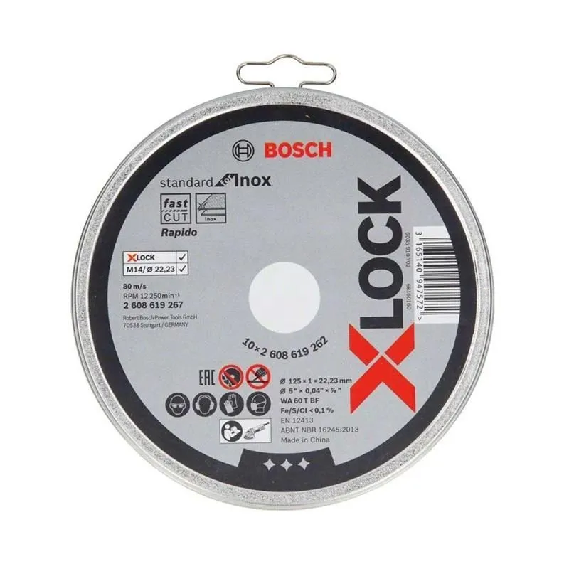Lõikekettad Inox BOSCH X-LOCK 125x1 mm. 10 tk.