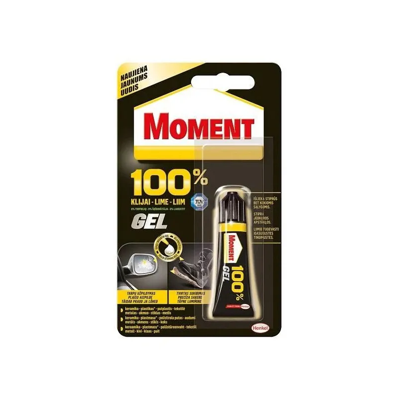 Līme universālā līme Moment 100 % Gel, 0.008 kg, caurspīdīga krās.