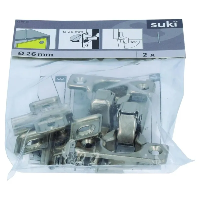 Eņģes mēbelēm Suki, 2.6 cm, 95 °, niķeļa, 2 gab.