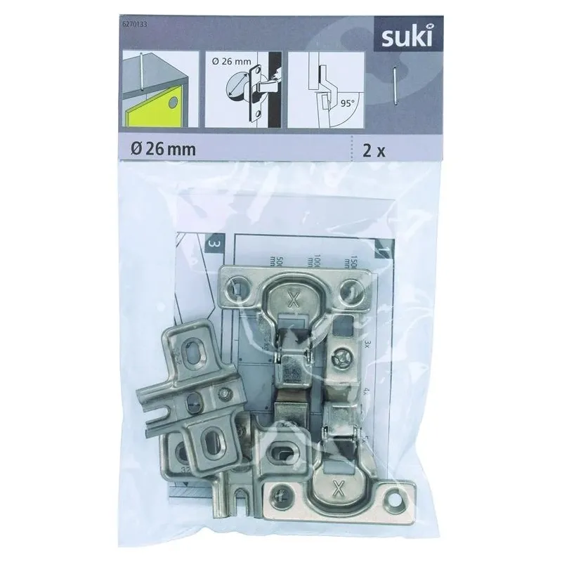 Eņģes mēbelēm Suki, 2.6 cm, 95 °, niķeļa, 2 gab.