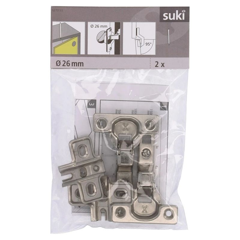 Eņģes mēbelēm Suki. 2.6 cm. 95 °. niķeļa. 2 gab.