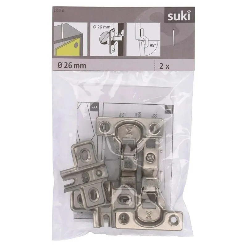 Eņģes mēbelēm Suki, 2.6 cm, 95 °, niķeļa, 2 gab.