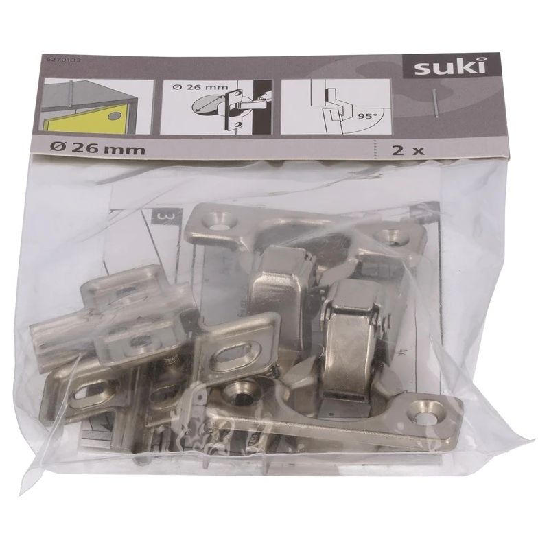 Eņģes mēbelēm Suki. 2.6 cm. 95 °. niķeļa. 2 gab.