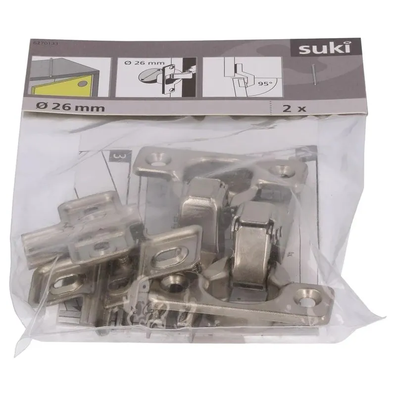 Eņģes mēbelēm Suki, 2.6 cm, 95 °, niķeļa, 2 gab.