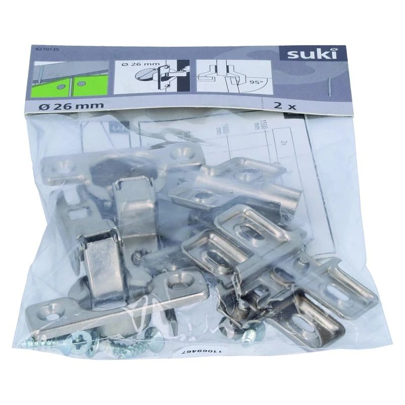 Eņģes mēbelēm Suki. 2.6 cm. 95 °. niķeļa. 2 gab.