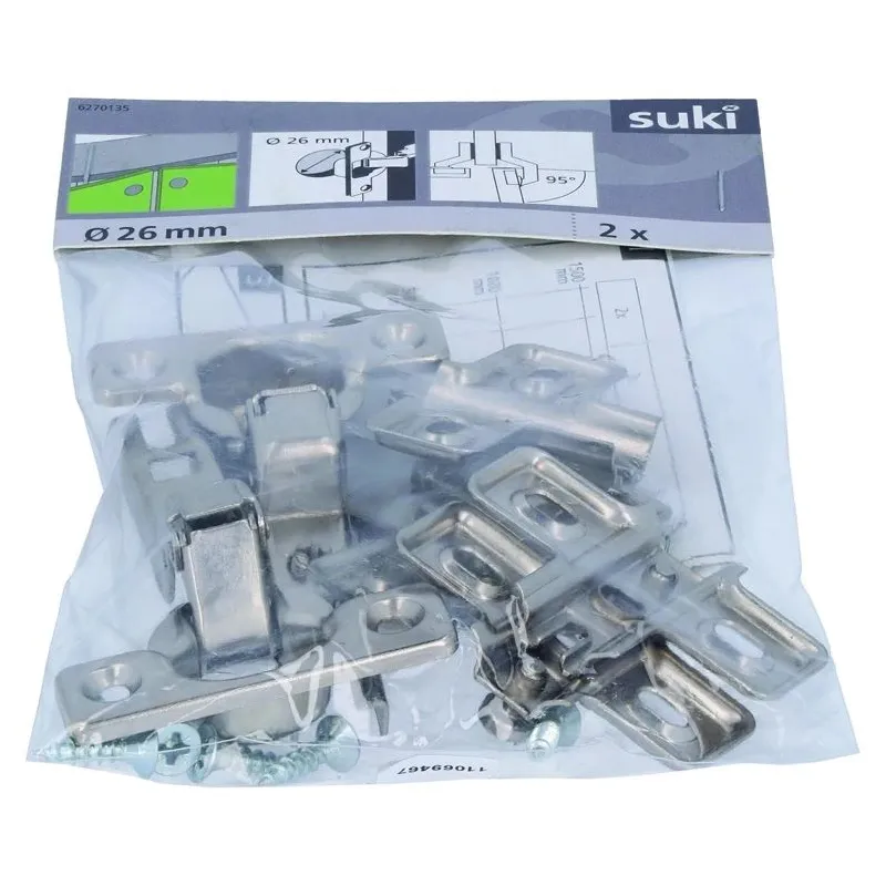 Eņģes mēbelēm Suki, 2.6 cm, 95 °, niķeļa, 2 gab.