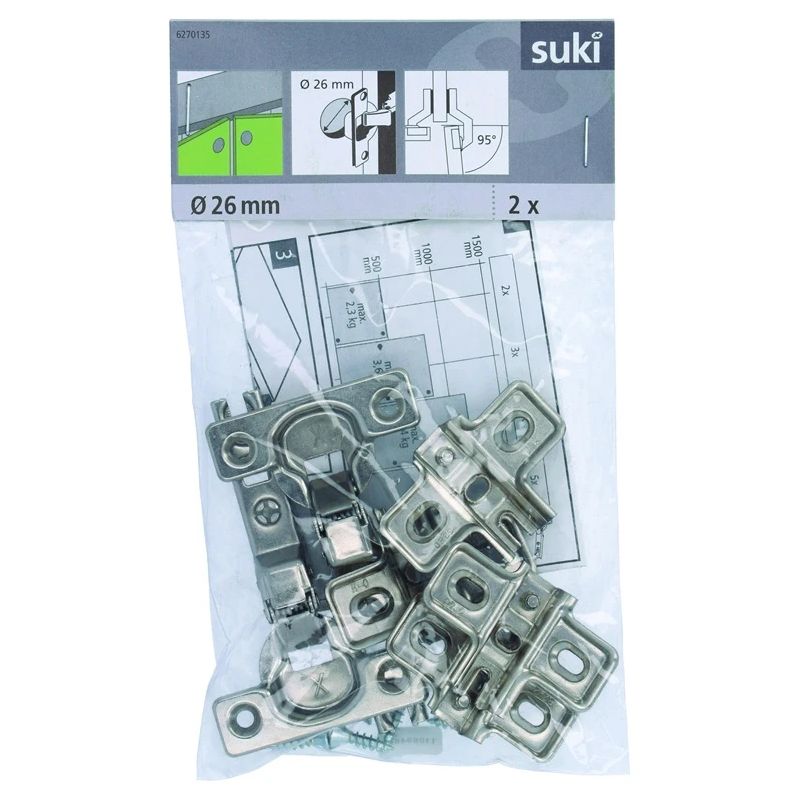 Eņģes mēbelēm Suki. 2.6 cm. 95 °. niķeļa. 2 gab.