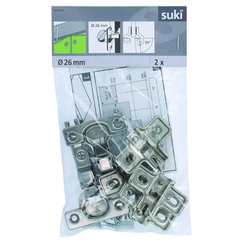 Eņģes mēbelēm Suki, 2.6 cm, 95 °, niķeļa, 2 gab.