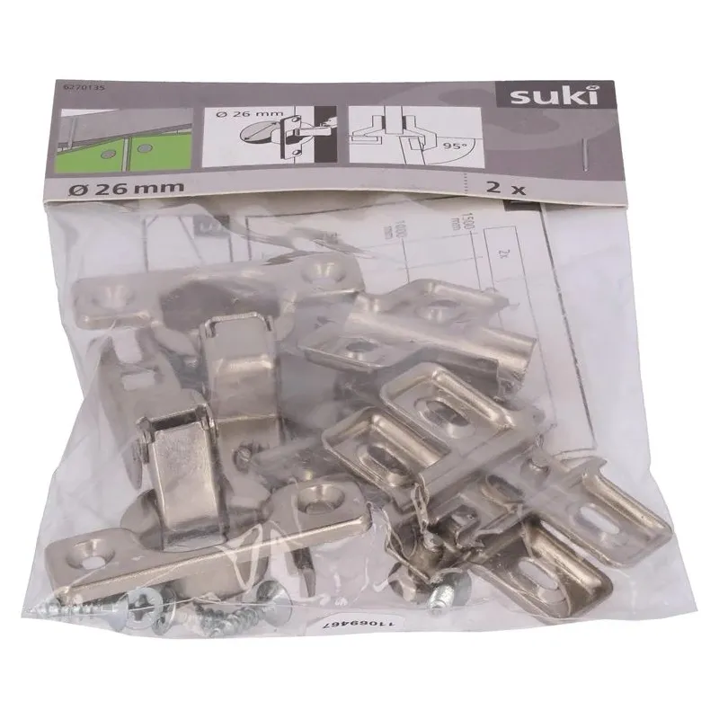Eņģes mēbelēm Suki, 2.6 cm, 95 °, niķeļa, 2 gab.