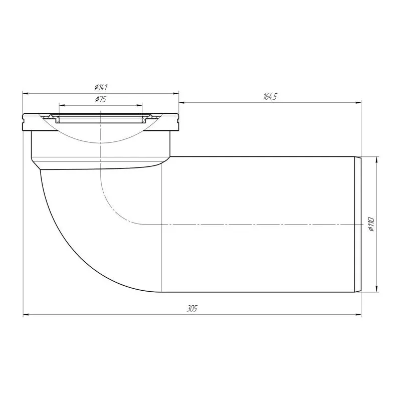 Колено Ani Plast, белый цв., 305 мм x 75 мм