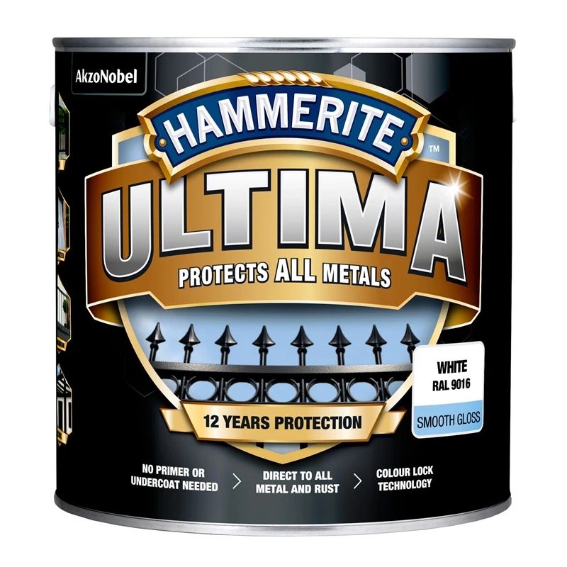 Emaljas krāsa Hammerite Ultima Smooth. 2.2 l. balta
