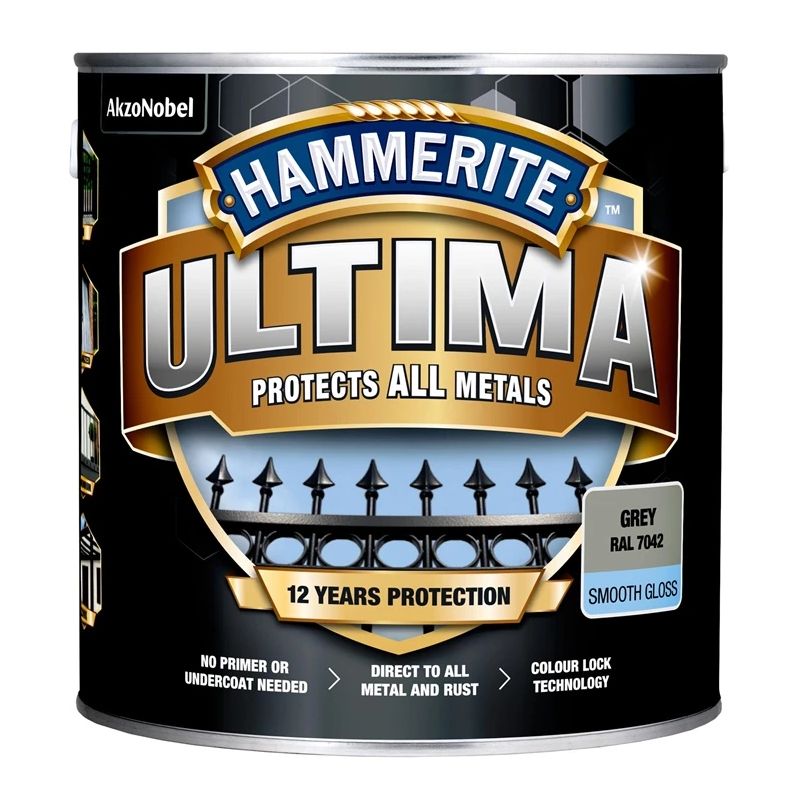Emaljas krāsa Hammerite Ultima Smooth. 2.2 l. pelēks