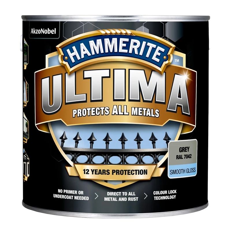 Emaljas krāsa Hammerite Ultima Smooth. 2.2 l. pelēks