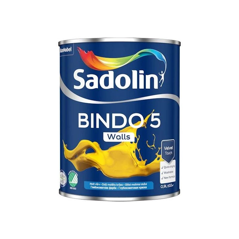 Krāsa Sadolin Bindo 5 BW. balta. 0.9 l