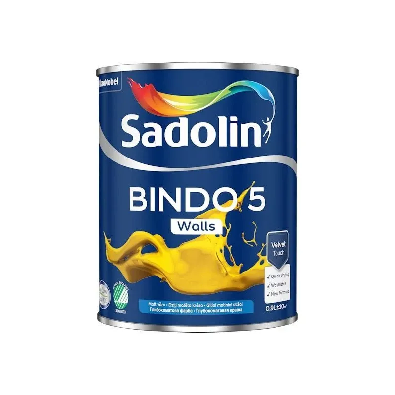 Krāsa Sadolin Bindo 5, balta krās., 0.9 l